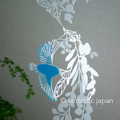 Decorative cutout hanging mobile -Vine bird- / nekonekodesign paper arts