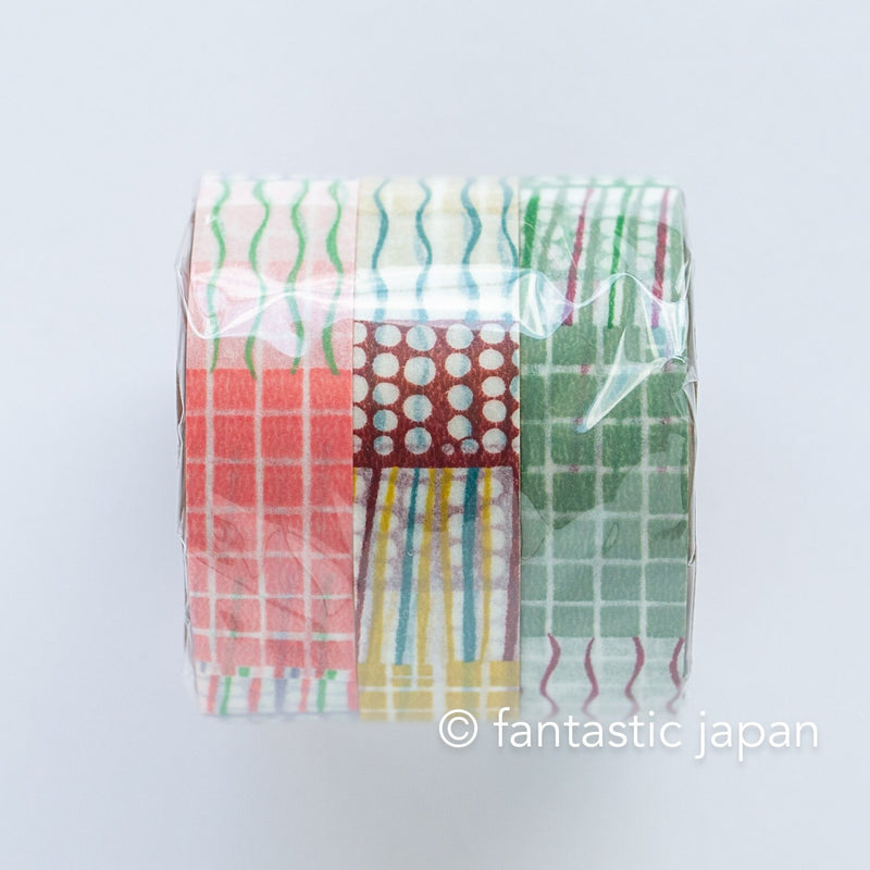 Classiky washi tape -plaid and dot set of 3 rolls- by Seki Mihoko