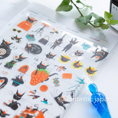 PET clear sticker -With black cat Robin vol.1 - by Kuronekoisho / cozyca product