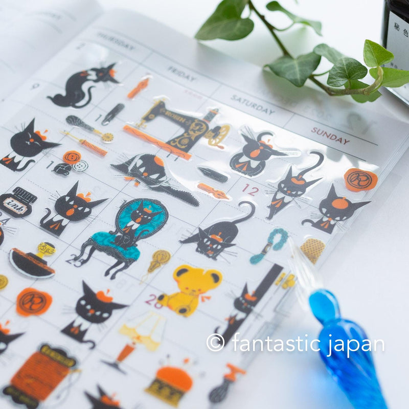 PET clear sticker -With black cat Robin vol.2 - by Kuronekoisho / cozyca product