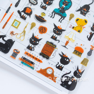 PET clear sticker -With black cat Robin vol.2 - by Kuronekoisho / cozyca product