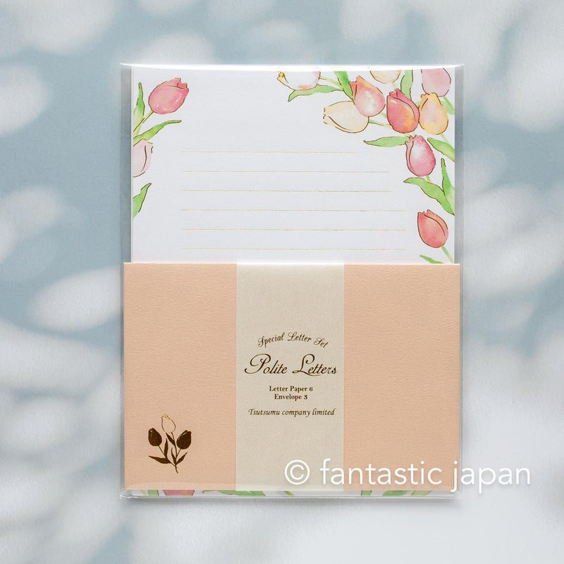 Gold foil Letter Writing set / Polite letter -pure tulip-