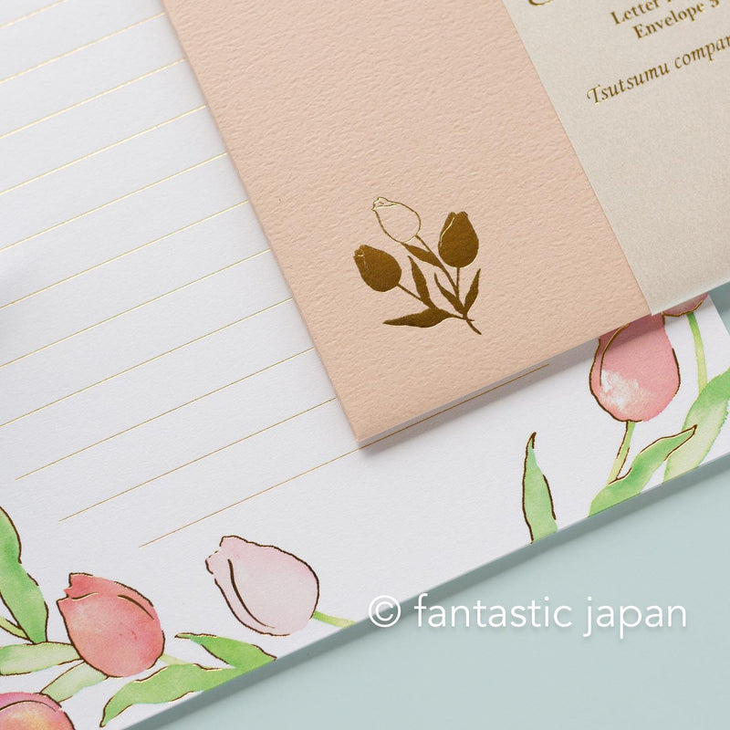 Gold foil Letter Writing set / Polite letter -pure tulip-