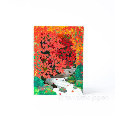 Greeting card / Autumn leaves valley / sanrio 3d greeting card