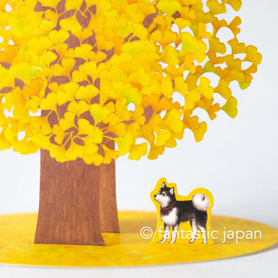 Greeting card / Shiba Inu and Gingko Tree / sanrio 3d card