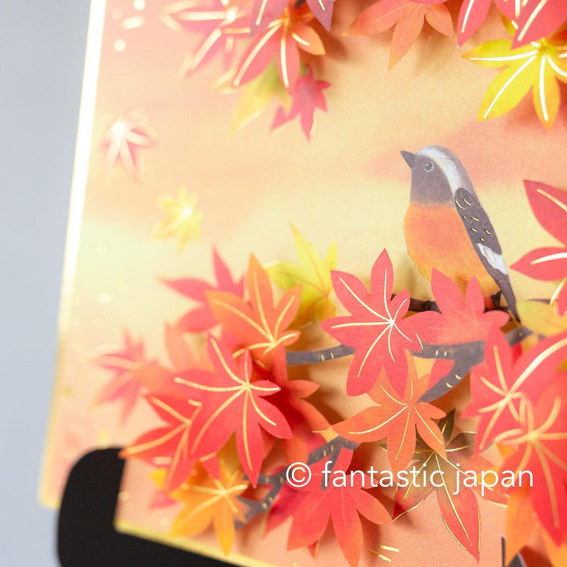 Greeting card /Bird in the red leaves / sanrio greeting card