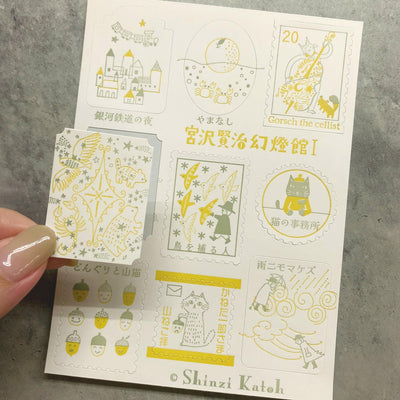 letterpress printing stickers / the journey of Kenji -gold ore-