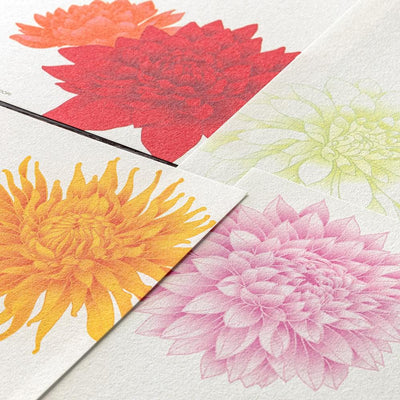 Japanese Iyo washi letter pad and envelops -dahlia-