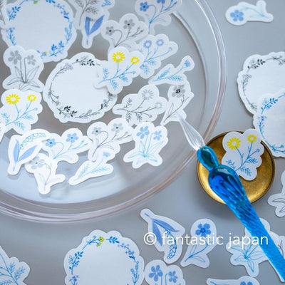 Hütte paper works / flake sticker -Blue Floral-