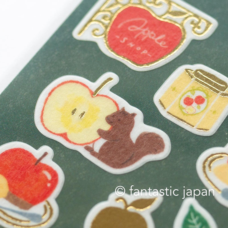 Gold foil washi sticker -apple shop-