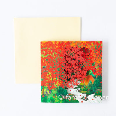 Greeting card / Autumn leaves valley / sanrio 3d greeting card