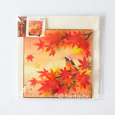 Greeting card /Bird in the red leaves / sanrio greeting card