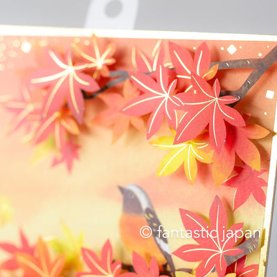 Greeting card /Bird in the red leaves / sanrio greeting card