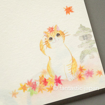 Writing Letter Pad and Envelopes / Cats in autumn / NB Washi letter set