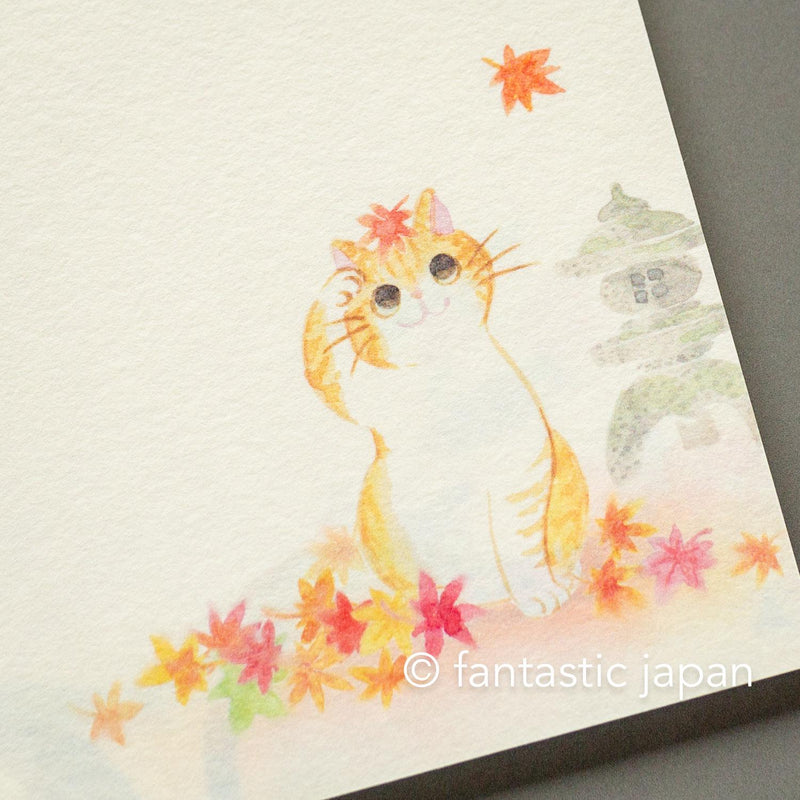 Writing Letter Pad and Envelopes / Cats in autumn / NB Washi letter set