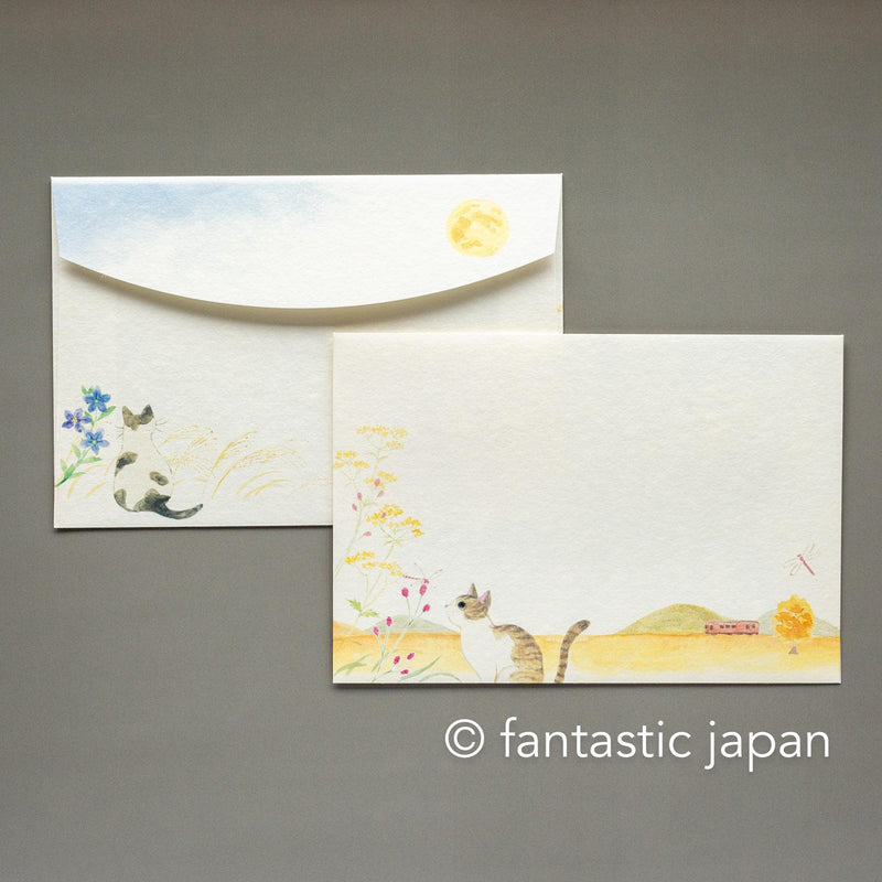 Writing Letter Pad and Envelopes / Cats in autumn / NB Washi letter set