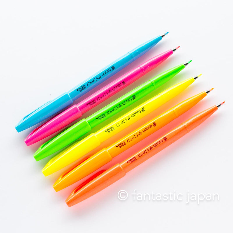 Pentel Fude Touch Brush Sign Pen - Set of 6 neon color-