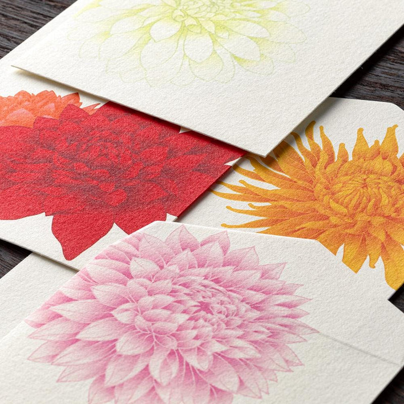 Japanese Iyo washi letter pad and envelops -dahlia-