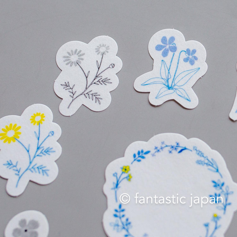 Hütte paper works / flake sticker -Blue Floral-