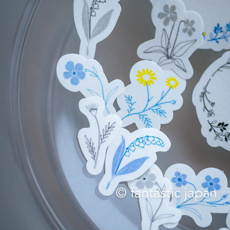 Hütte paper works / flake sticker -Blue Floral-