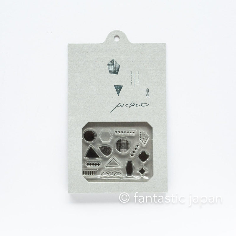 Mizushima JIZAI Clear Stamps POCKET -Shapes 01-  / nombre stamp