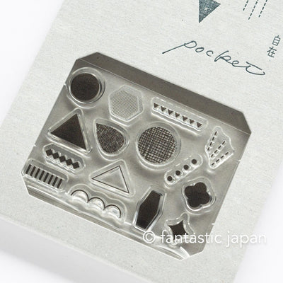 Mizushima JIZAI Clear Stamps POCKET -Shapes 01-  / nombre stamp