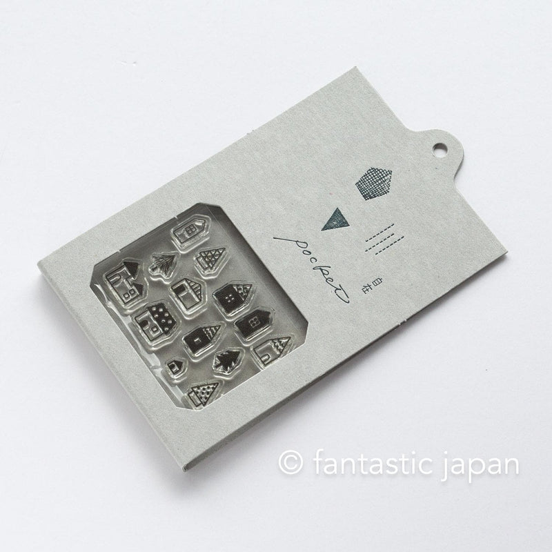 Mizushima JIZAI Clear Stamps POCKET -houses 01-  / nombre stamp