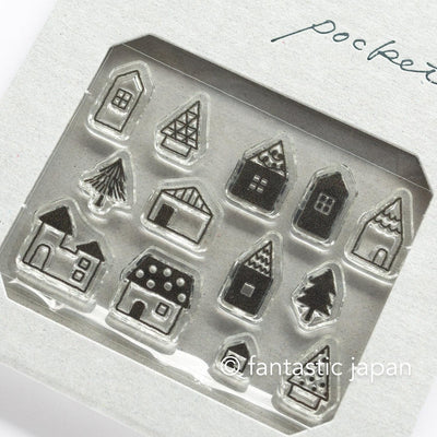 Mizushima JIZAI Clear Stamps POCKET -houses 01-  / nombre stamp