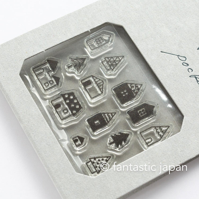 Mizushima JIZAI Clear Stamps POCKET -houses 01-  / nombre stamp