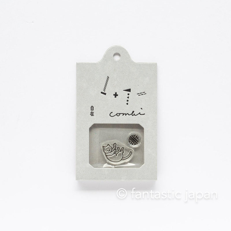 Mizushima JIZAI Clear Stamps COMBI -cat and yarn-  / nombre stamp