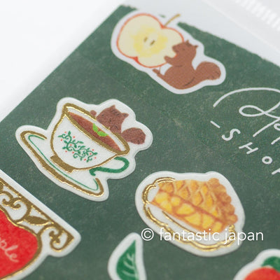 Gold foil washi sticker -apple shop-