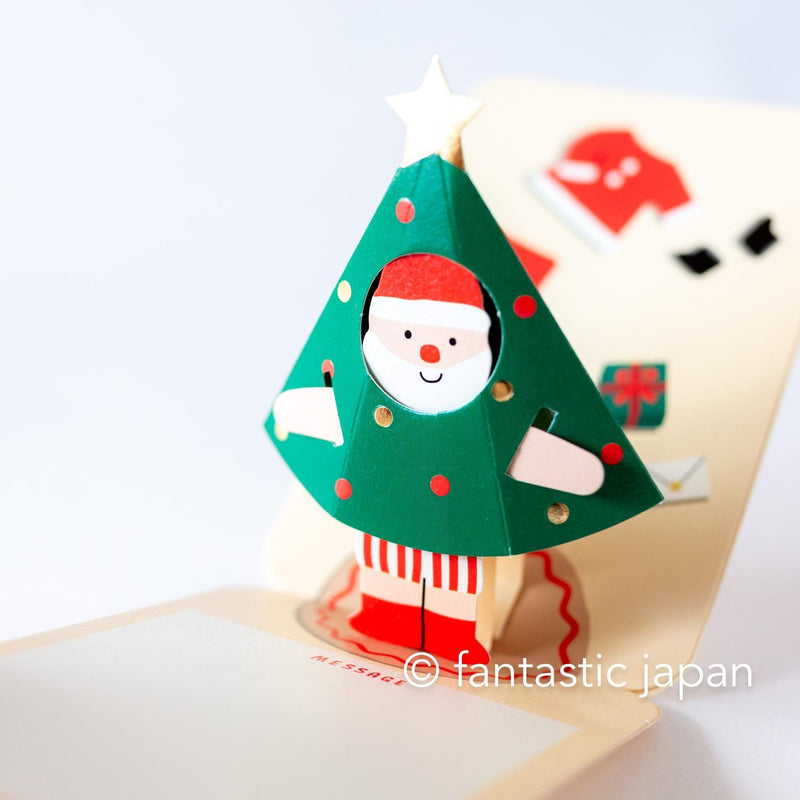 Christmas mini pop card -Santa Claus in Christmas tree costume-