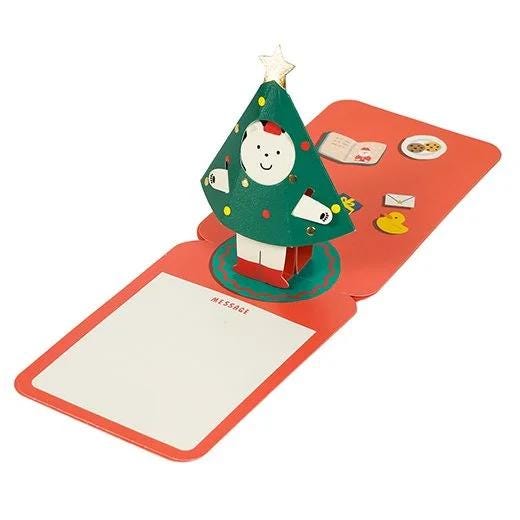 Christmas mini pop card -Polar bear in Christmas tree costume-