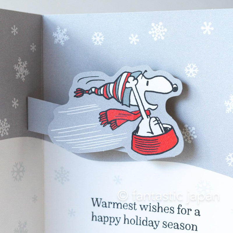 Christmas PEANUTS pop-up card -On a silver sleigh ride-