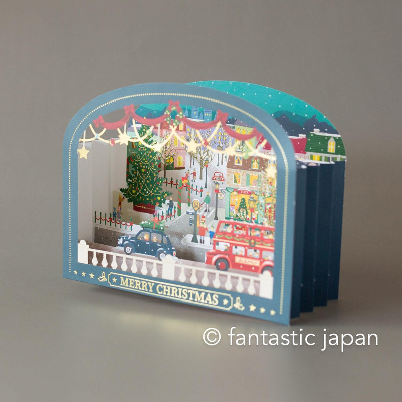 Christmas 3d laser-cut card -holiday town-