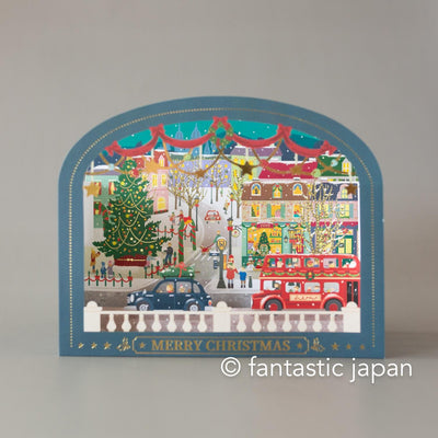 Christmas 3d laser-cut card -holiday town-