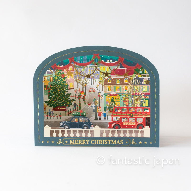 Christmas 3d laser-cut card -holiday town-