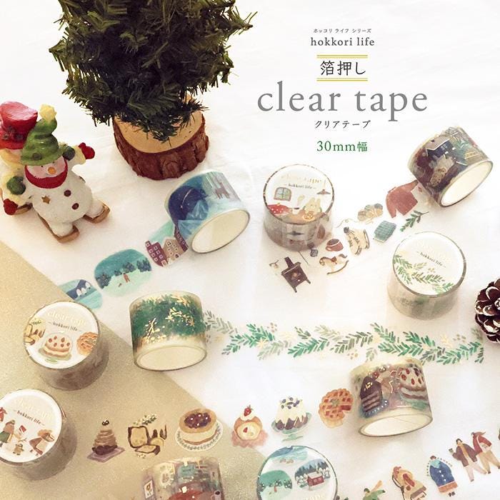 Gold Foil PET Clear tape / hokkori life -Christmas cake- / mind wave /