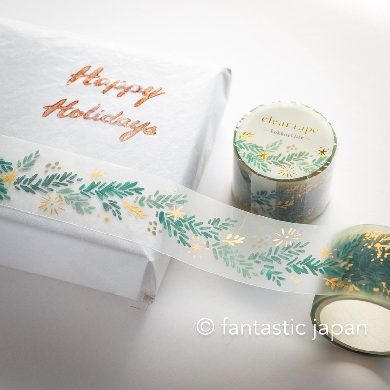 Gold Foil PET Clear tape / hokkori life -Christmas mimosa- / mind wave /