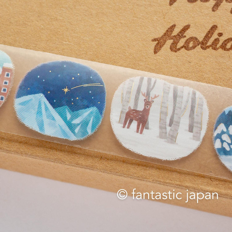 Gold Foil PET Clear tape / hokkori life -winter scene- / mind wave /