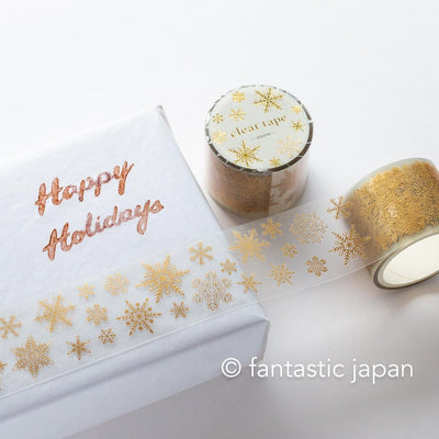 Gold Foil PET Clear tape / -snow- / mind wave Christmas tape /