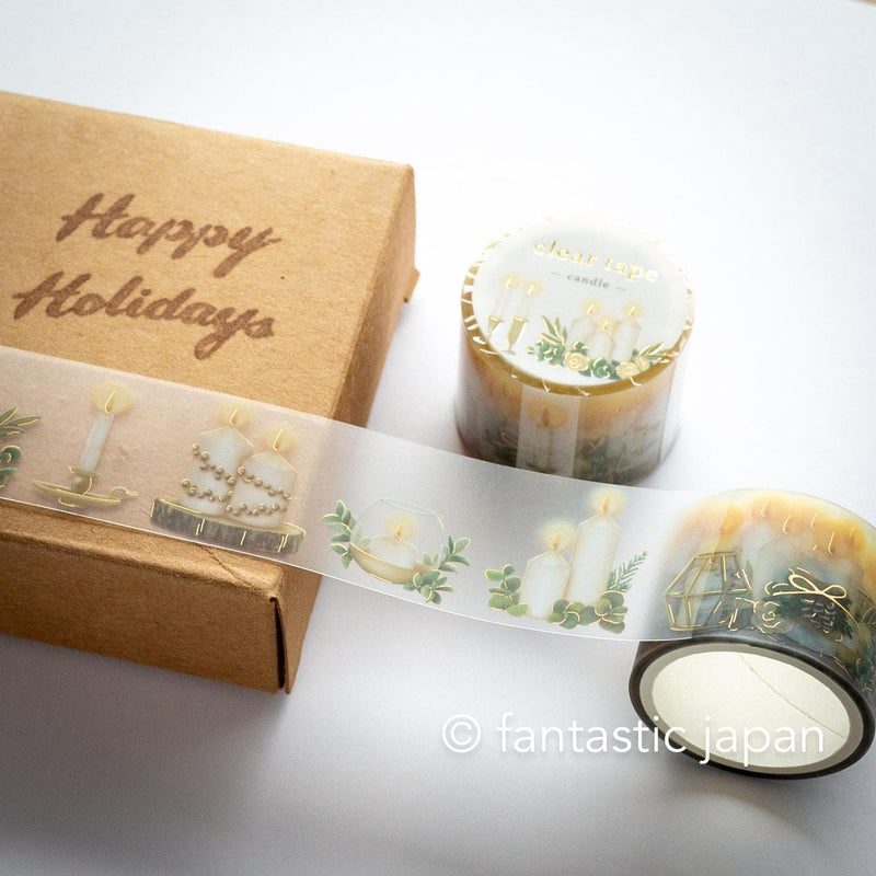 Gold Foil PET Clear tape / -candle- / mind wave Christmas tape /