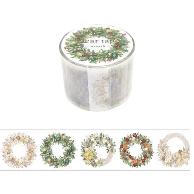 Gold Foil PET Clear tape / -wreath- / mind wave Christmas tape /