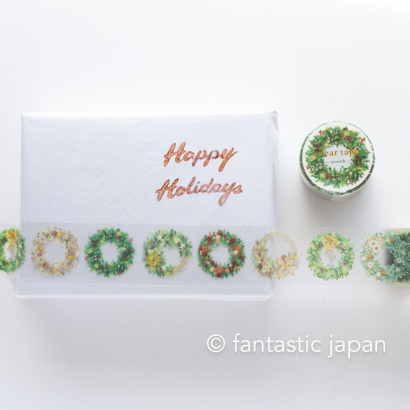 Gold Foil PET Clear tape / -wreath- / mind wave Christmas tape /