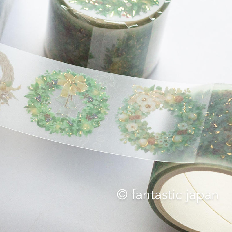 Gold Foil PET Clear tape / -wreath- / mind wave Christmas tape /