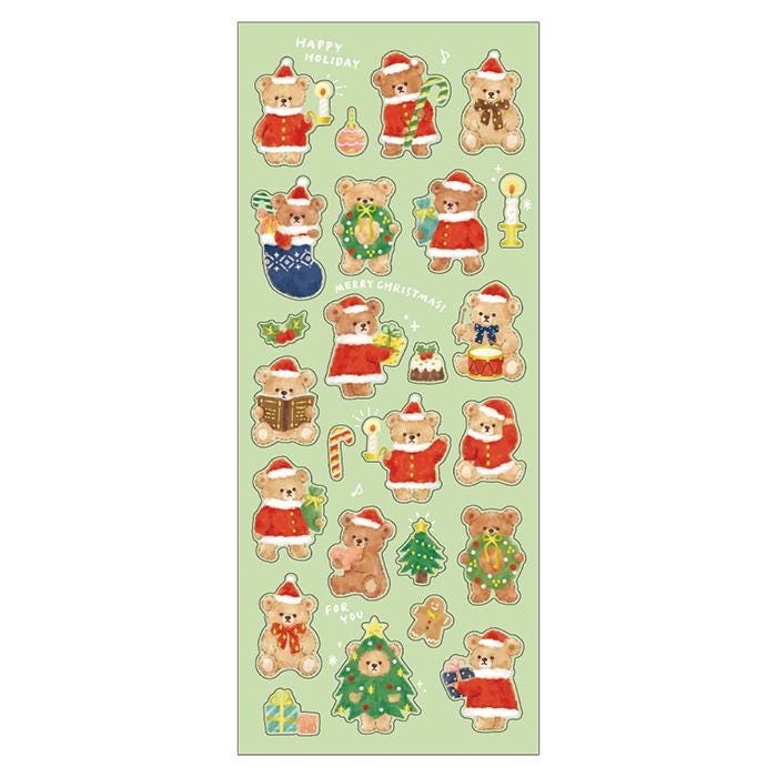 Christmas Gold Foil sticker / Winter selection -teddy bear Santa Clause- / mind wave holiday sticker