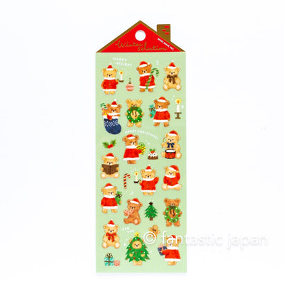 Christmas Gold Foil sticker / Winter selection -teddy bear Santa Clause- / mind wave holiday sticker