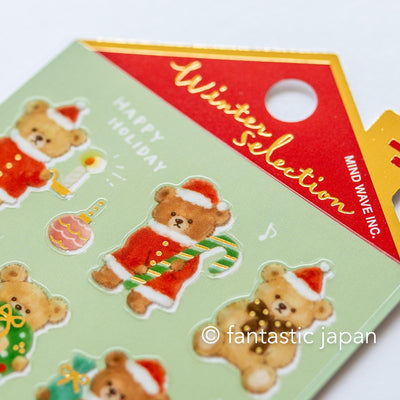 Christmas Gold Foil sticker / Winter selection -teddy bear Santa Clause- / mind wave holiday sticker