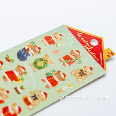 Christmas Gold Foil sticker / Winter selection -teddy bear Santa Clause- / mind wave holiday sticker