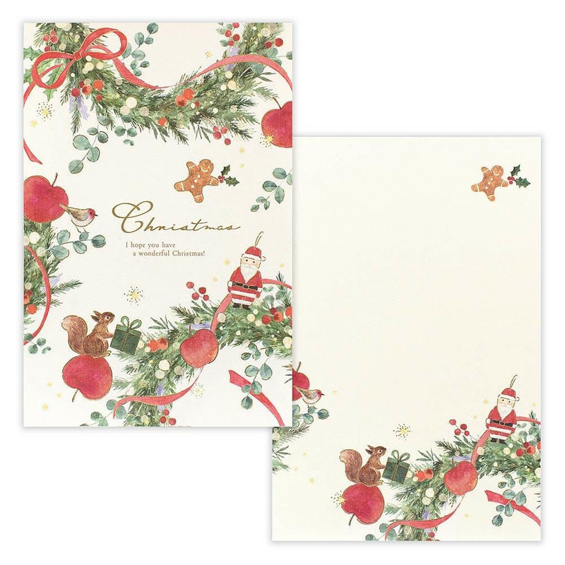 Japanese Washi Writing Letter Pad and Envelopes -noel wreath- / NB letter set